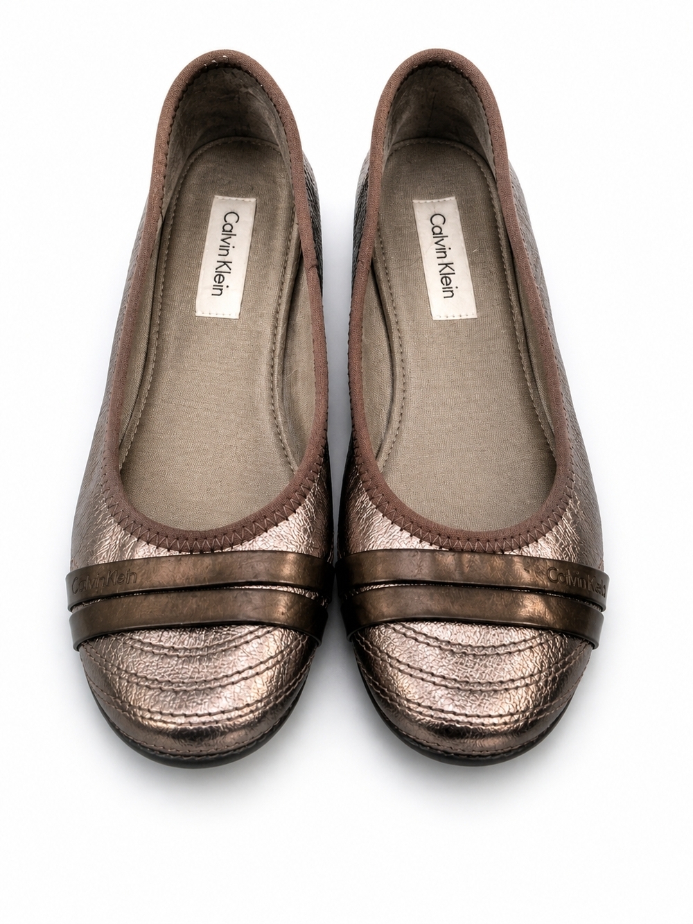 Calvin Klein Women's Bronze Metallic Ballet Flats